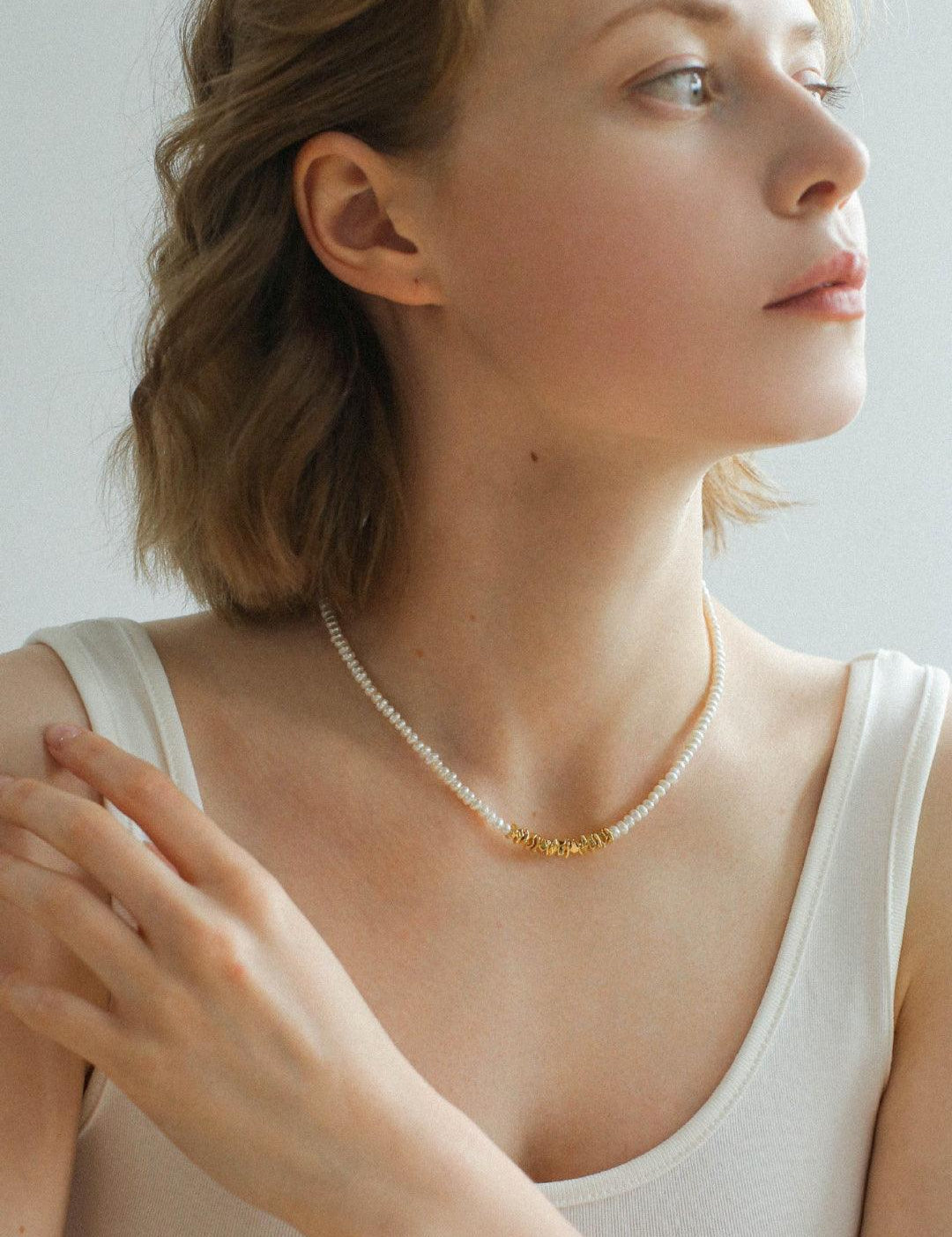 Simple Mini Pearl Beaded Necklace - Gembea Jewelry