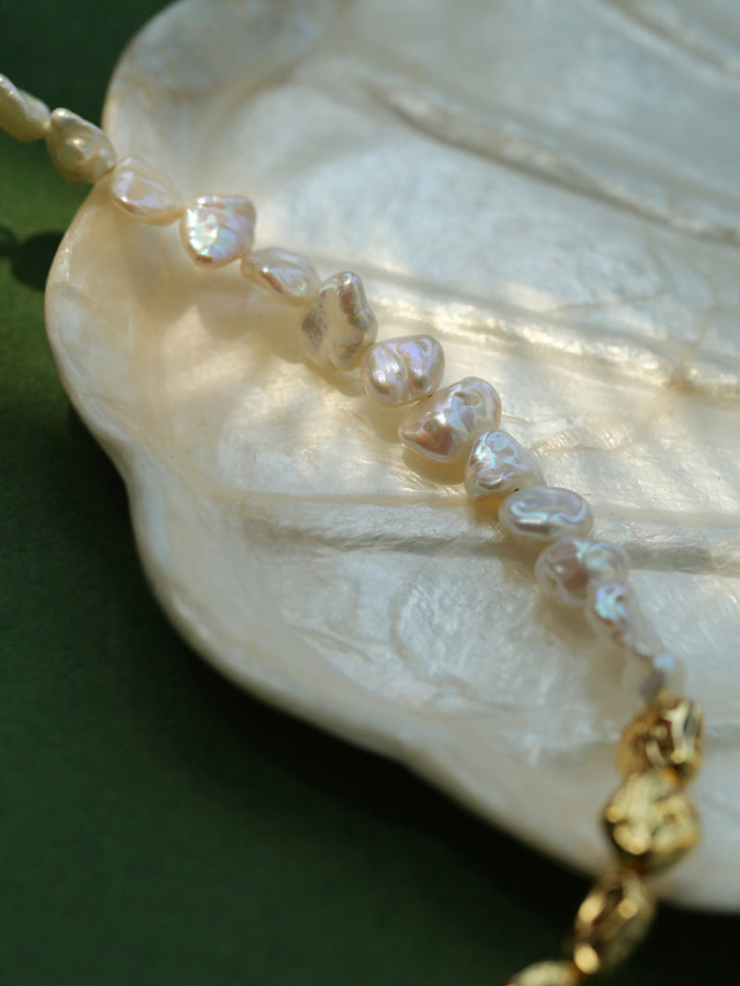 Metal Petal Baroque Pearl Bracelet