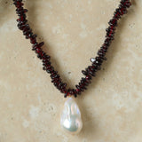 Irregular Garnet Baroque Drop Necklace