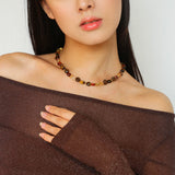 Tiger's Eye Stone Beaded Necklace-Gembea Jewelry