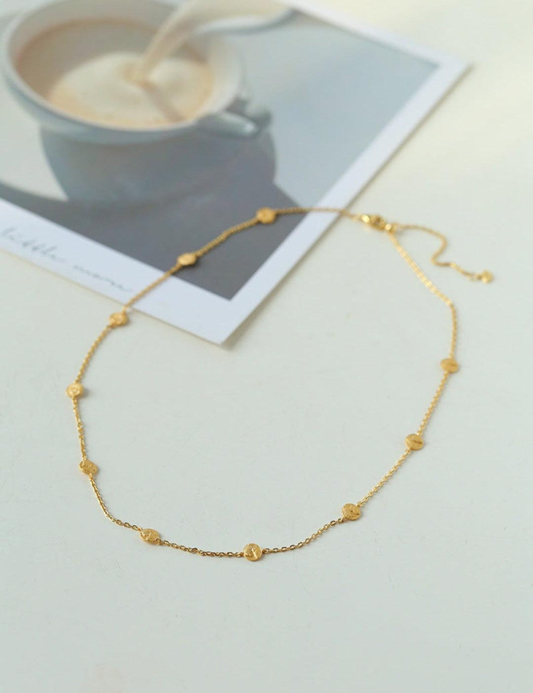 Overlay Embossed Mini Gold Coin Necklace - Gembea Jewelry