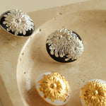 Enamel Glaze Round Chrysanthemum Earrings