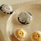 Enamel Glaze Round Chrysanthemum Earrings