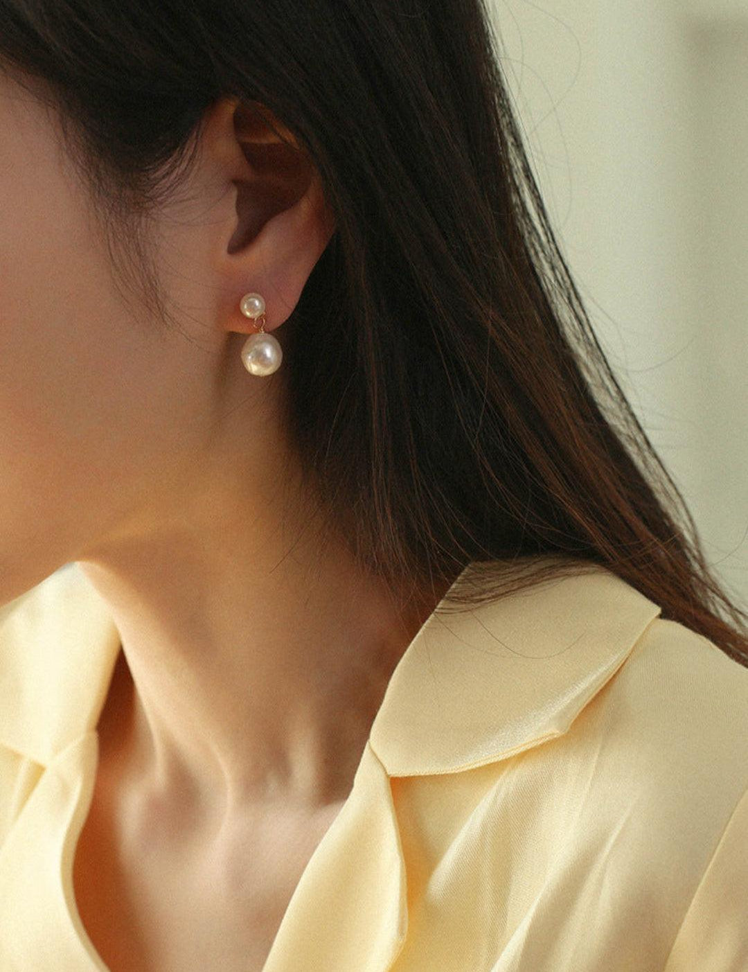Petite Pearl Drop Studs Earrings - Gembea Jewelry
