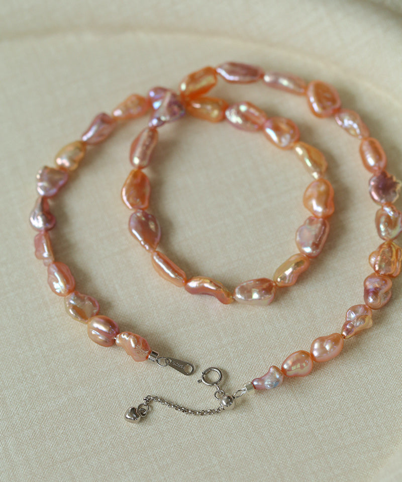Purple-pink Irregular-shaped Pearl Necklace Gembea Jewelry