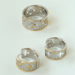 Hollowed-out Cross-flower Silver Ring-Gembea Jewelry