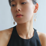 Metal Circle Baroque Pearl Drop Earrings