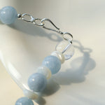 Gembea Jewelry Aquamarine White Scallop Beaded Necklace