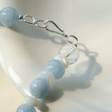 Gembea Jewelry Aquamarine White Scallop Beaded Necklace
