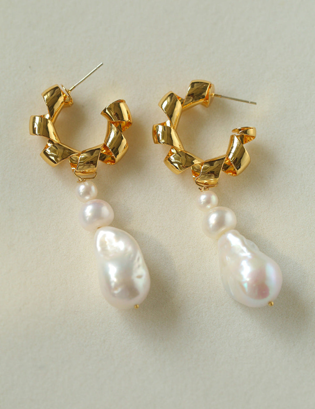 Twist Baroque Pearl Drop Earrings