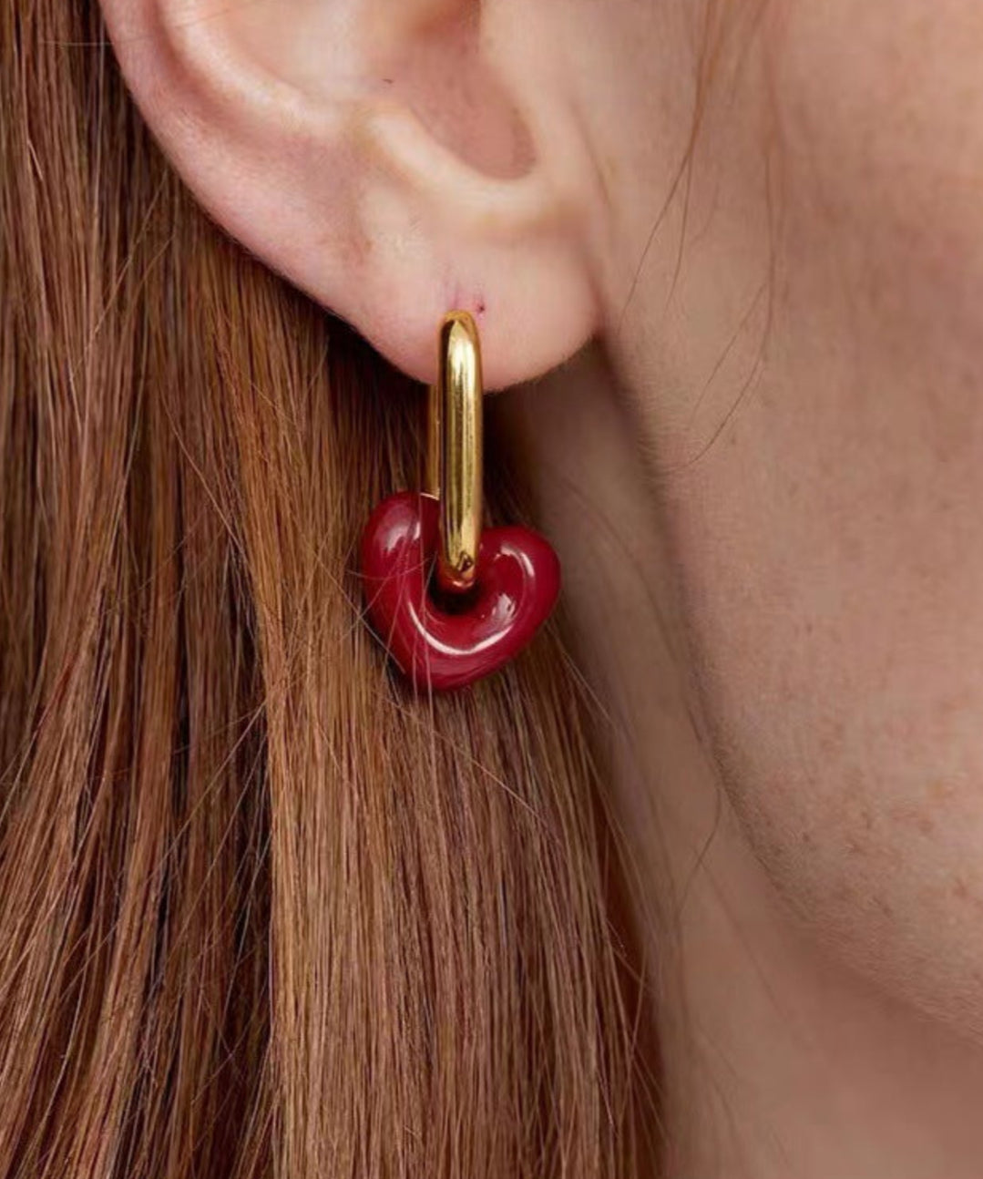 Enamel Heart-shaped Earrings Gembea Jewelry