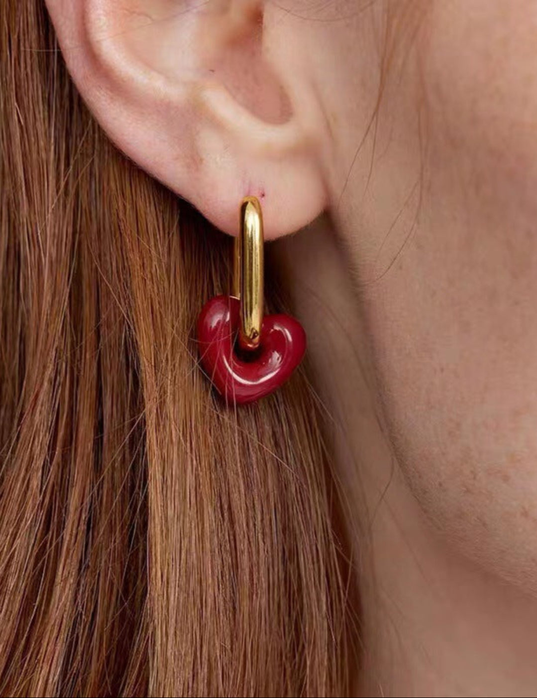 Enamel Heart-shaped Earrings Gembea Jewelry