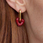 Enamel Heart-shaped Earrings Gembea Jewelry