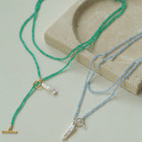 Sea's Embrace Green Agate Aquamarine Necklace