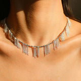 Disco Dancing Silver Tassel Necklace