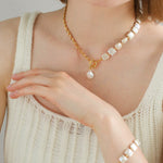 Natural Freshwater Square Pearl Chain Necklace