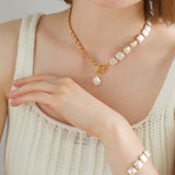 Natural Freshwater Square Pearl Chain Necklace