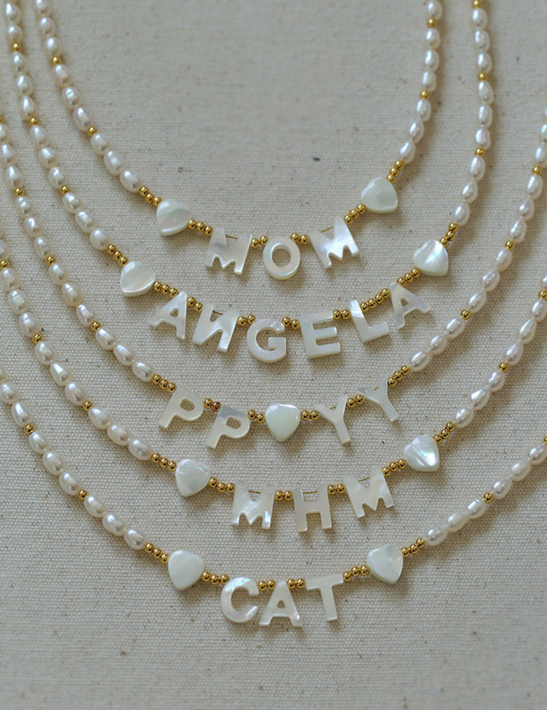 Custom White Shell Letter Pearl Necklace