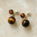 Double Ball Crystal Agate Stone Earrings