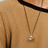 Long Leather Rope Conch Pendant Necklace Gembea Jewelry