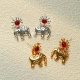 Sun Elephant Gold Silver Drop Earrings-Gembea Jewelry