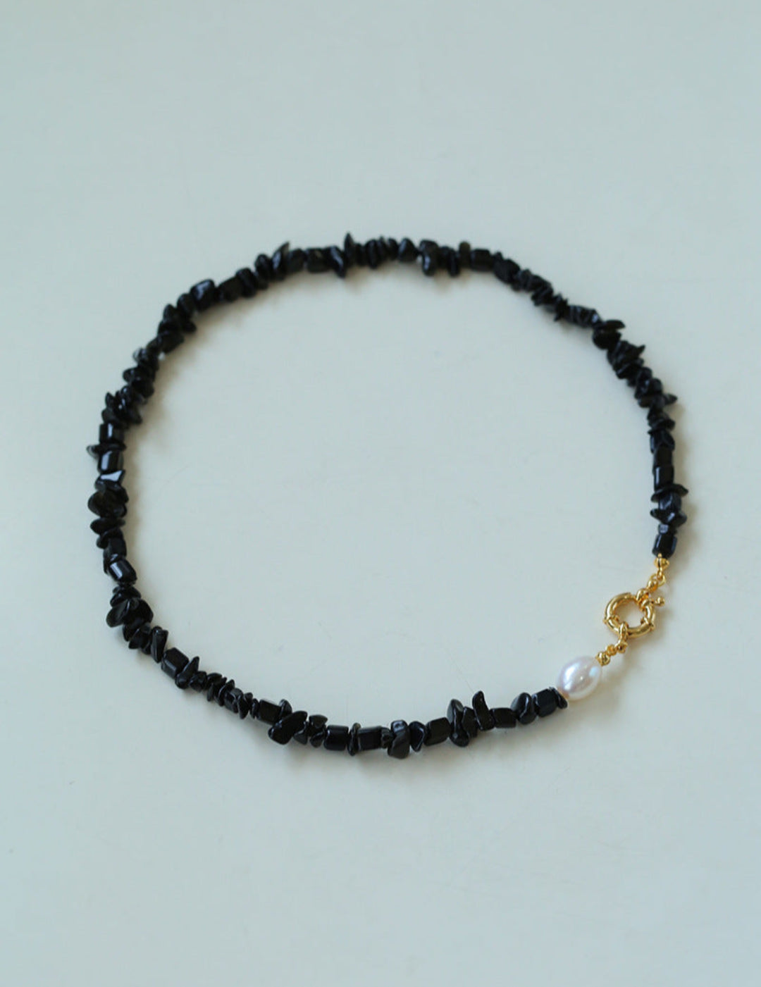 Gembea Jewelry Black Agate Gravel Pearl Necklace