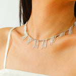 Disco Dancing Silver Tassel Necklace