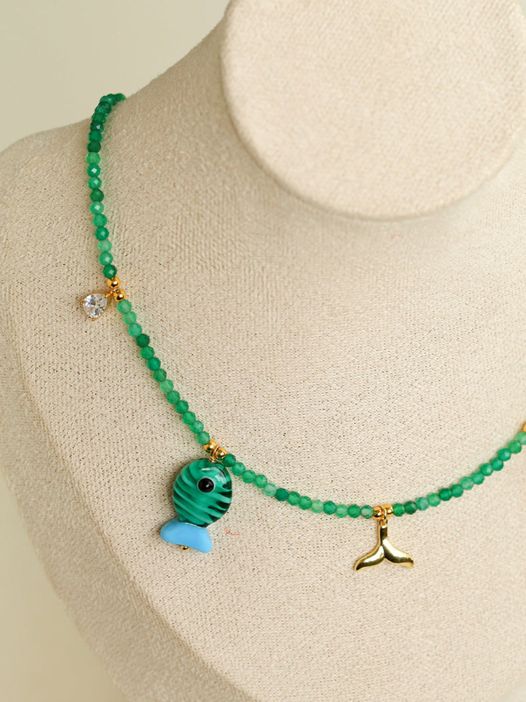 Gembea Jewelry Green Agate Glass Sea Animal Necklace