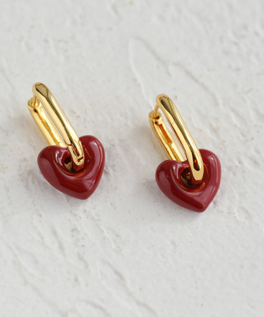 Enamel Heart-shaped Earrings Gembea Jewelry