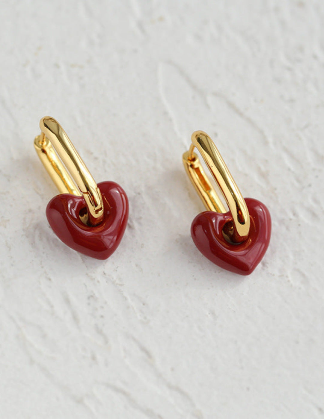 Enamel Heart-shaped Earrings Gembea Jewelry