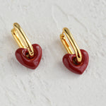 Enamel Heart-shaped Earrings Gembea Jewelry