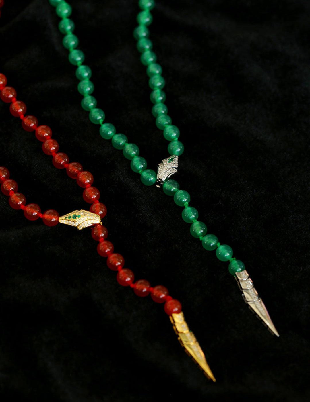 Red and Green Agate Snake Necklace - Gembea Jewelry