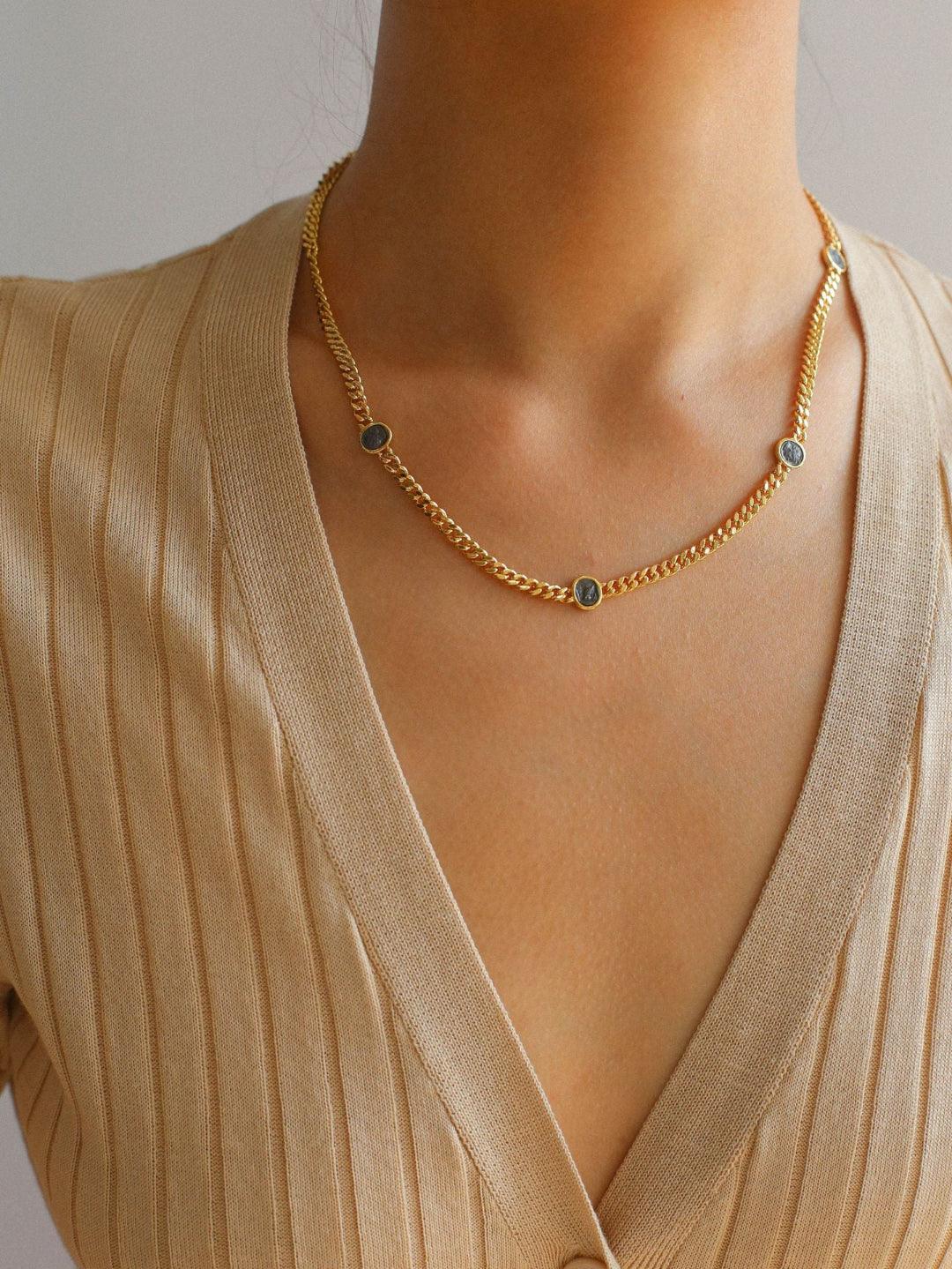 Athena Old Coin Chain Necklace - Gembea Jewelry