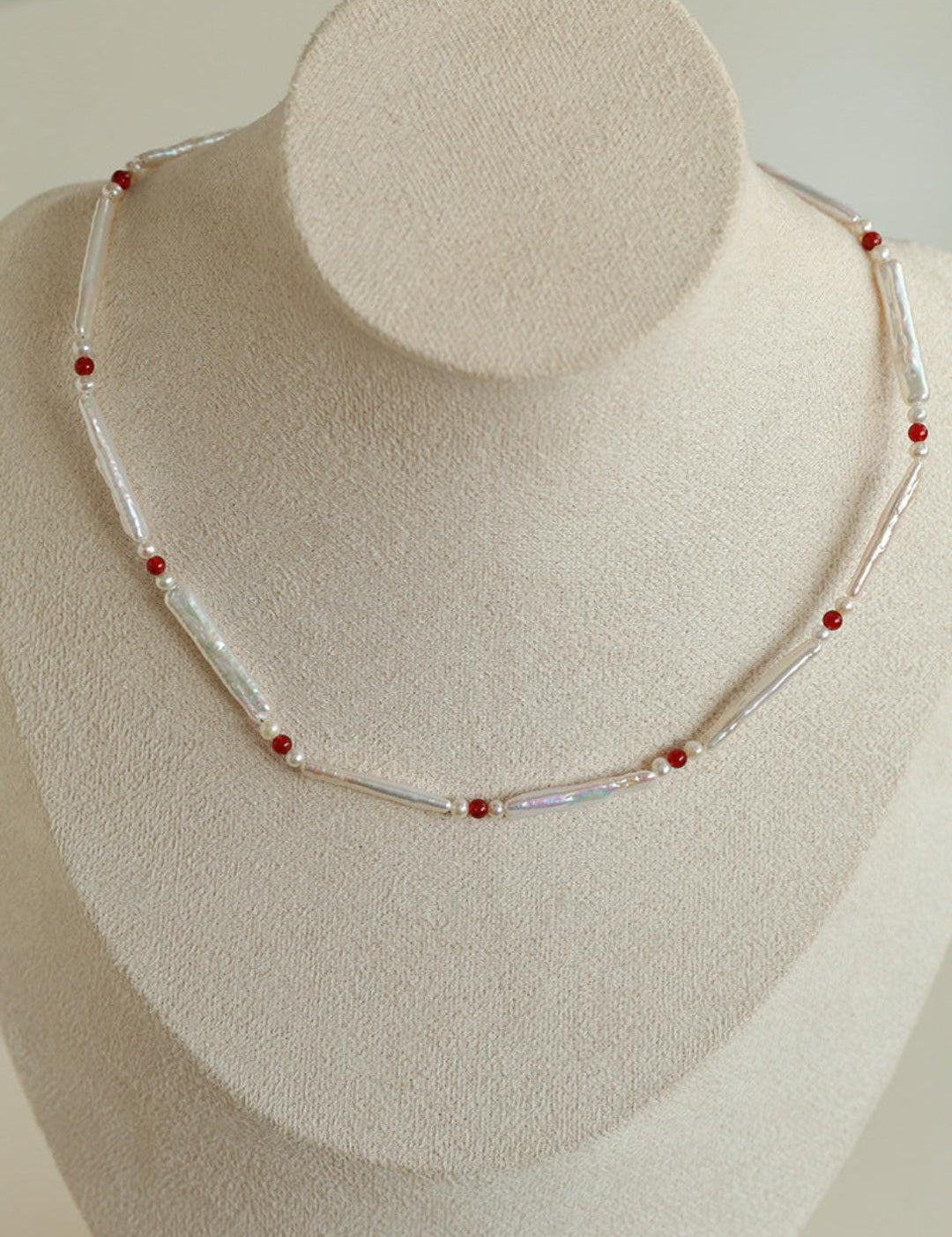 Spring Heartbeat Toothpick Pearl Necklace - Gembea Jewelry