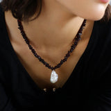 Irregular Garnet Baroque Drop Necklace