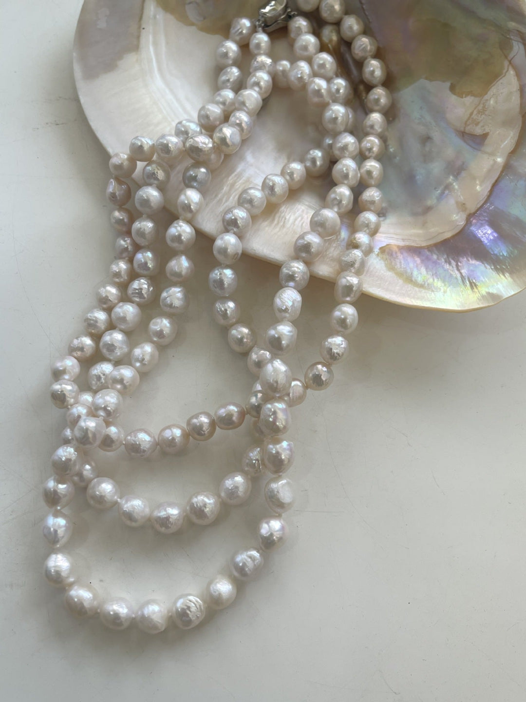 Wrinkled Baroque pearl Beaded Necklace