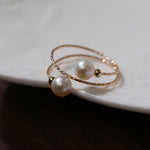 14K Gold Freshwater Pearl Double Wrapped Ring