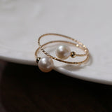 14K Gold Freshwater Pearl Double Wrapped Ring