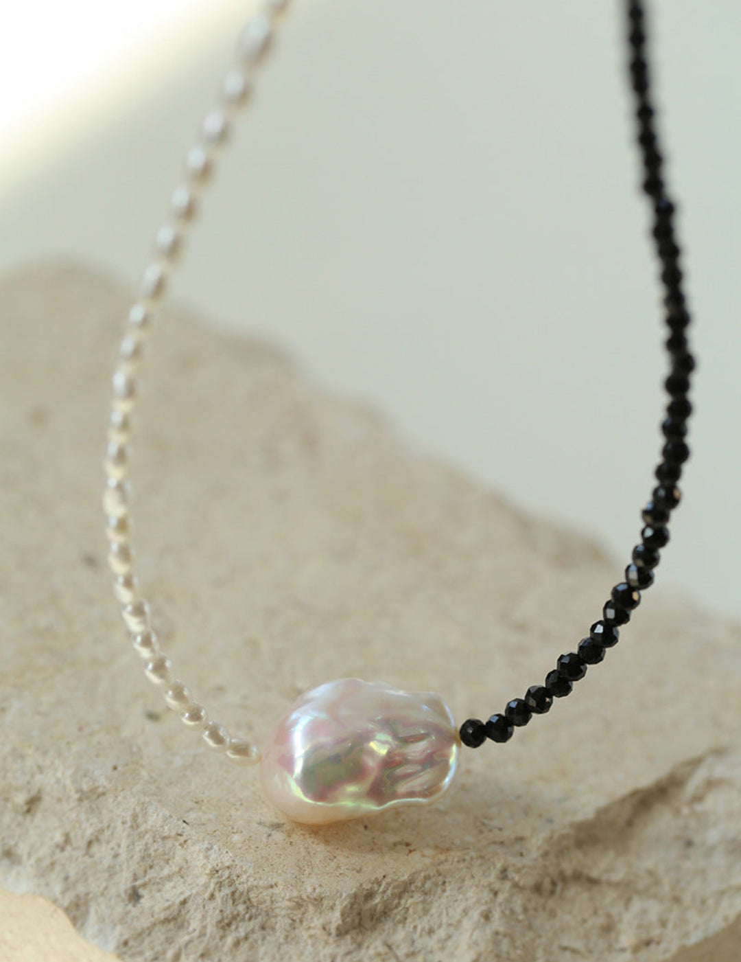 Gembea Jewelry Baroque Pearl Black Spinel Necklace