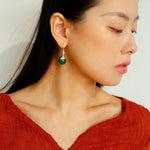 Red and Green Agate Gourd Ear Hook Earrings