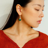 Red and Green Agate Gourd Ear Hook Earrings