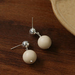 White Fossil Stone Drop Earrings