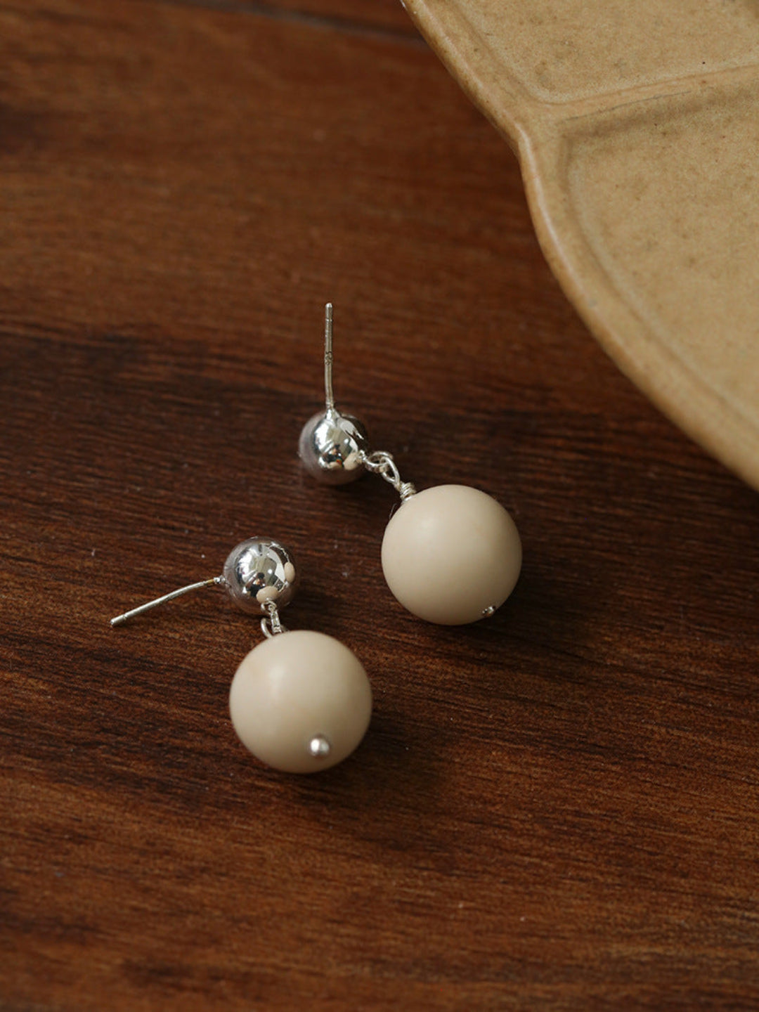 White Fossil Stone Drop Earrings