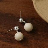 White Fossil Stone Drop Earrings