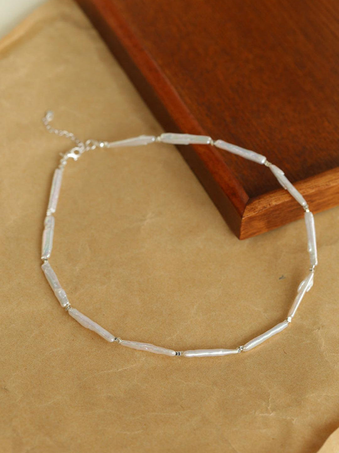 Spring Heartbeat Toothpick Pearl Necklace - Gembea Jewelry