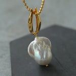 Willow Leaf Baroque Pearl Pendant Necklace