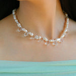 White Crystal Baroque Pearl Necklace