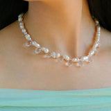 White Crystal Baroque Pearl Necklace