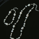 Baroque Pearl Black Agate Beaded Necklace