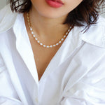 Y-shape Spliced Chain Pearl Necklace